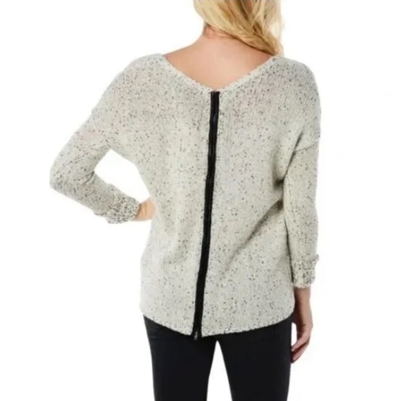 Michael stars wool alpaca chunky knit speckled zip up back sweater cream grey - Picture 6 of 6